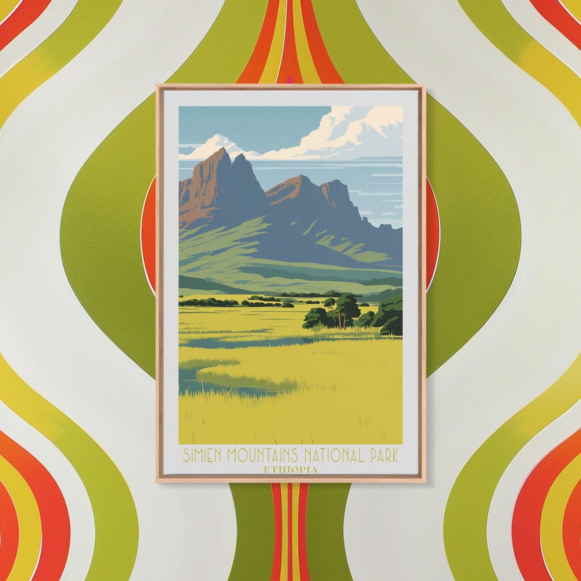 Simien Mountains Ethiopia Jagged Peaks Golden Grassland Retro Poster - Image 4