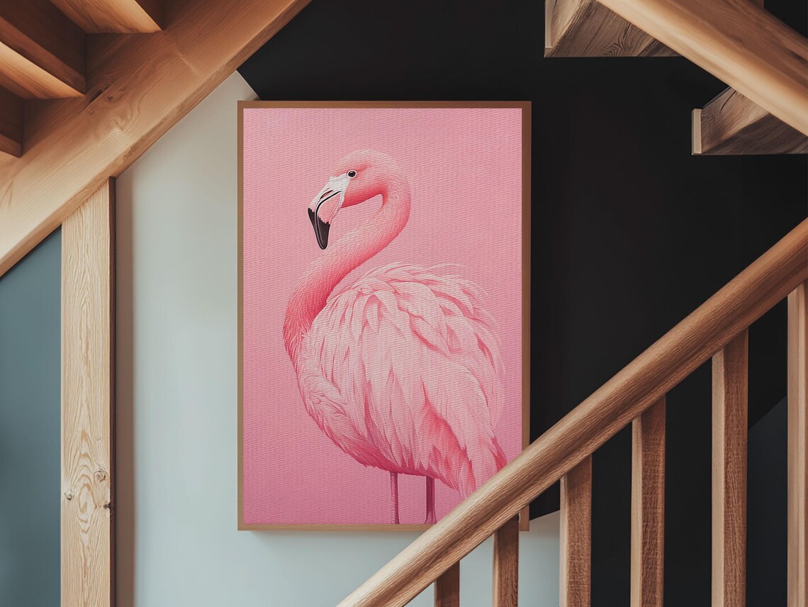 Pink Flamingo Painting Art Print, Preppy Decor - Image 6