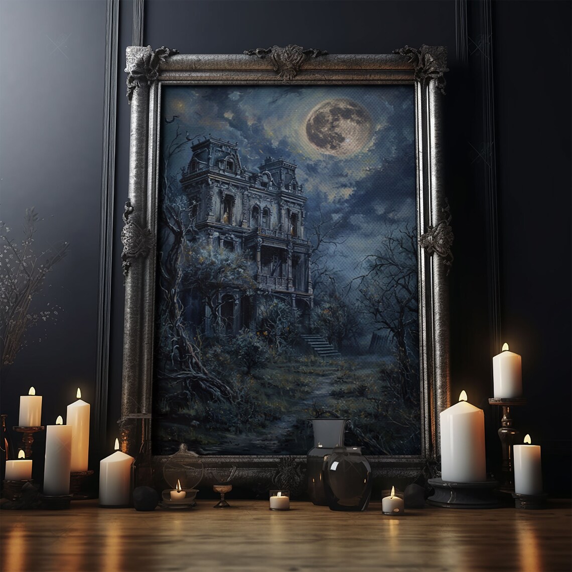 Haunted Victorian Mansion Halloween Art Print, Gothic Decor - Image 5