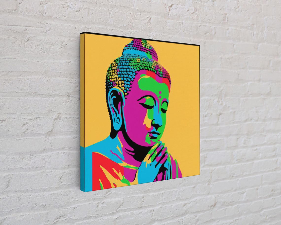 Rainbow Pop Art Buddha Framed Print Smiling Buddha Wall Art Buddhism Zen Center Wall Decor Center Piece Statement Piece Art - Image 4