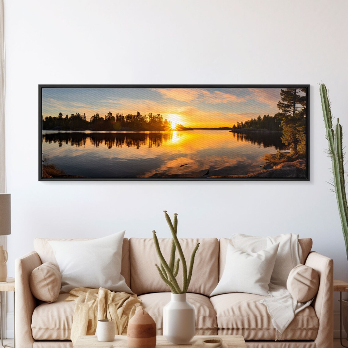 Voyageurs National Park Sunset Lake Sunburst Reflection Panoramic Poster - Image 5