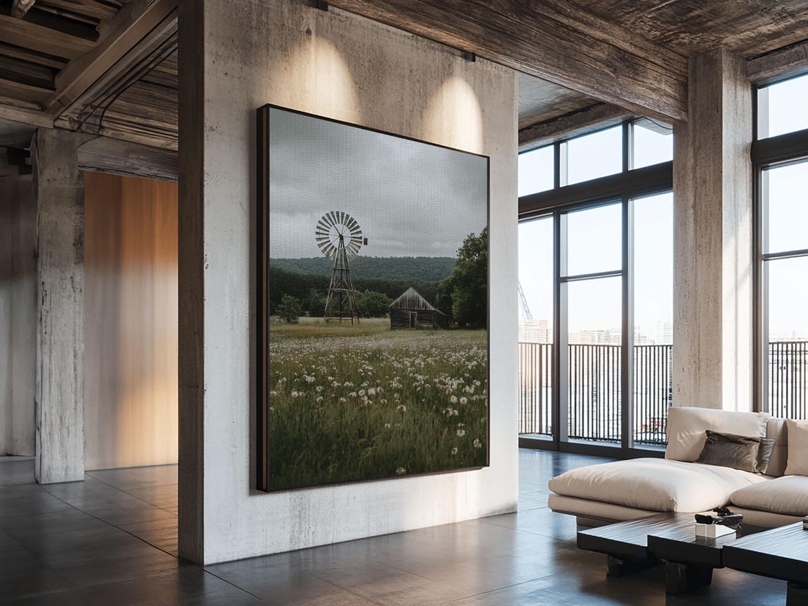Rustic Windmill Barn Wildflower Meadow Farmhouse Travel Poster - Image 3