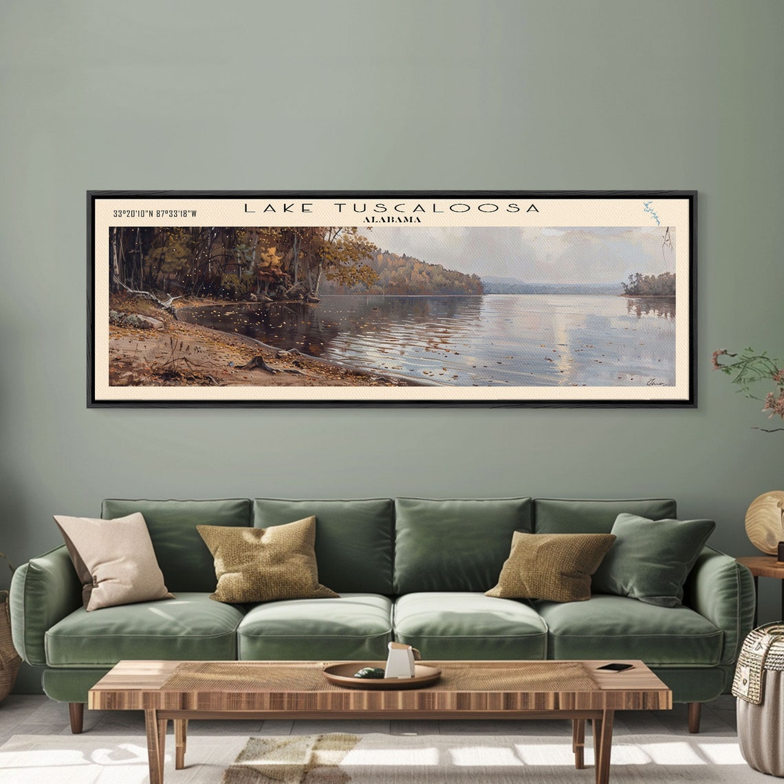 Lake Tuscaloosa Alabama Framed Print Lake House Decor Panoramic Wall Art Travel Poster Landscape Painting Living Room Decor - Image 3