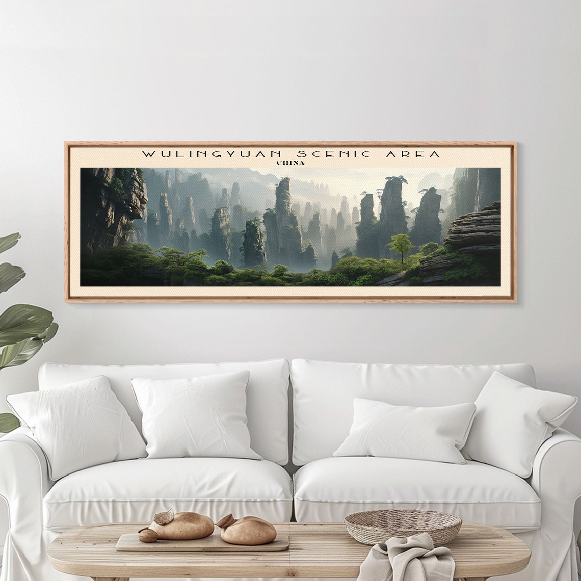 Wulingyuan China Misty Stone Forest Pillars Mountain Panoramic Poster