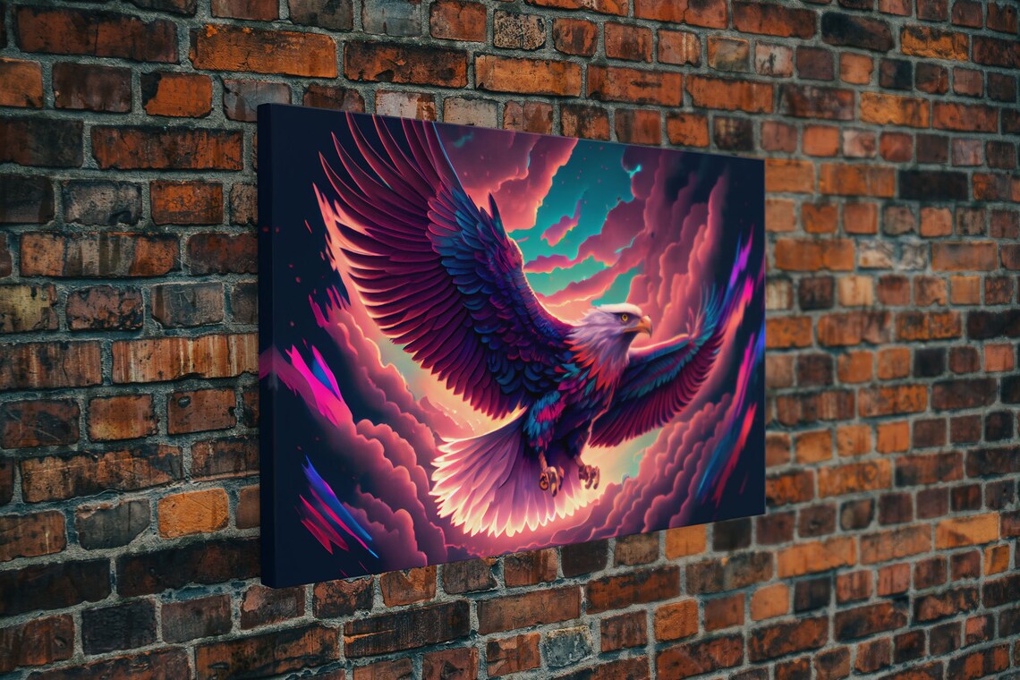 Bald Eagle Vaporwave Art Print, Bioluminescent - Image 5