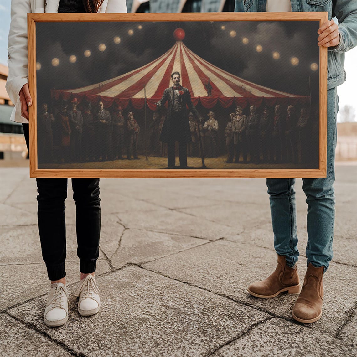 Creepy Ringmaster In Front Of Dark Circus Tent At Night Wall Art - Image 5