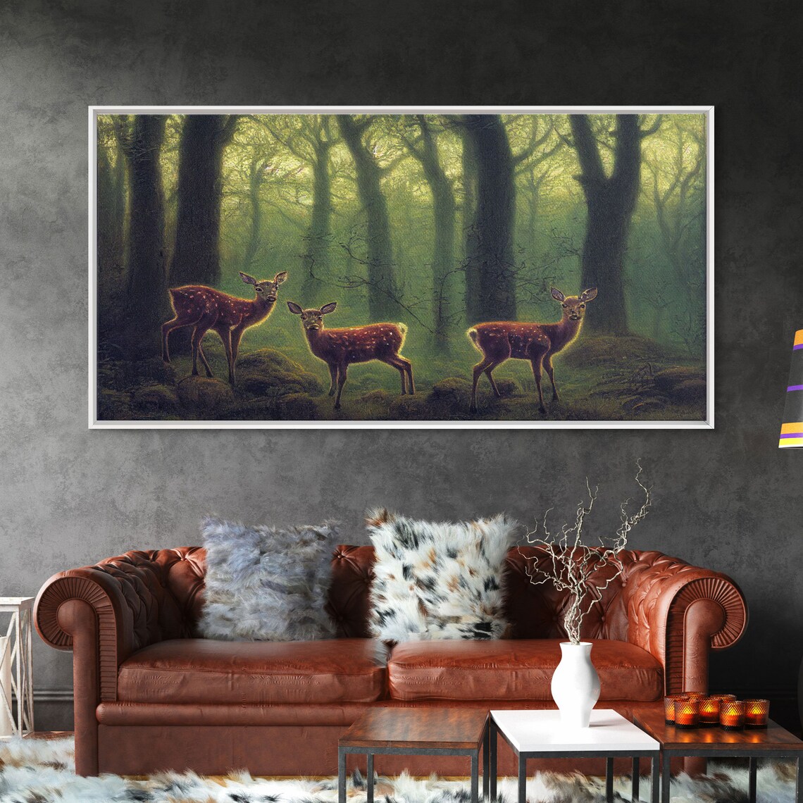 Whitetail Deer in a Forest, Wildlife Art Print