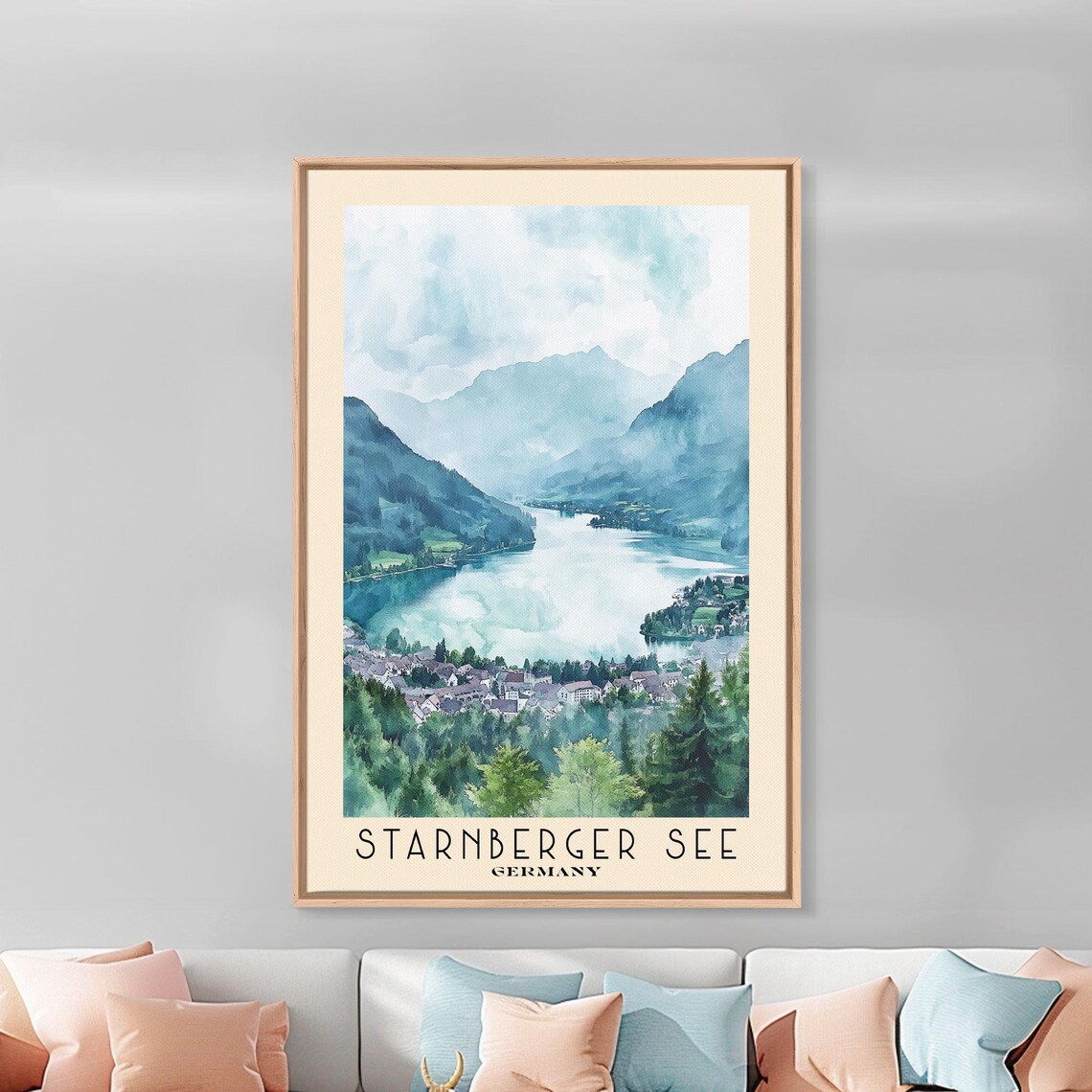 Starnberger See Germany Alpine Lake Misty Mountains Evergreen Poster - Image 2