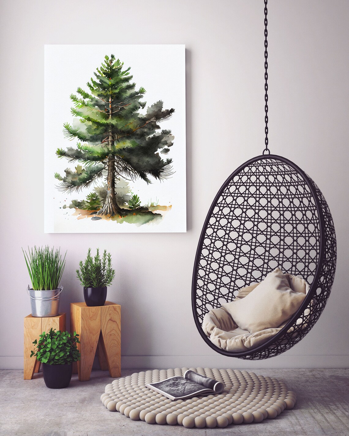 Pine Trees Watercolor Art Print, Mountain Landscape - Image 5