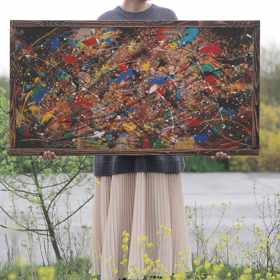 Beautiful Jackson Pollock Inspired Prrint Abstract Wall Art Painting Original Modern Home Dcor Large Wall Art Splatter - Image 2