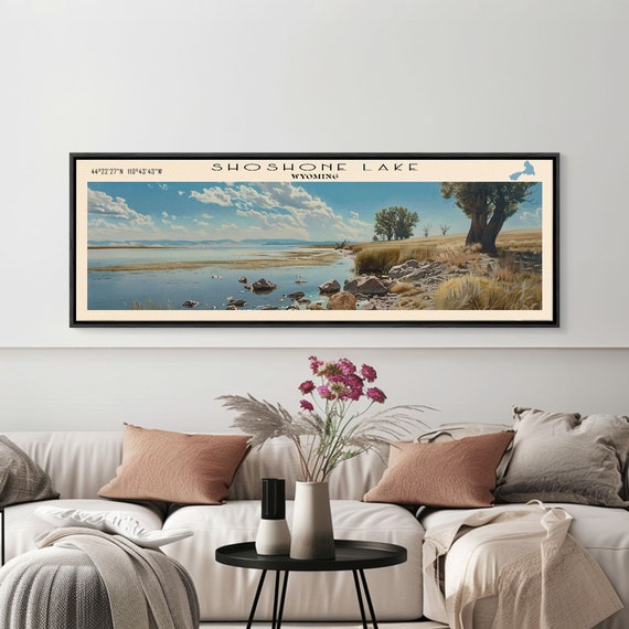 Shoshone Lake Wyoming Panoramic Framed Print Lake House Decor Wall Art Travel Poster Tranquil Landscape Living Room Decor