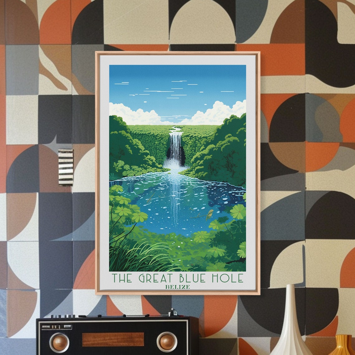 Belize Tropical Jungle Waterfall Blue Cascade Rainforest Poster - Image 4