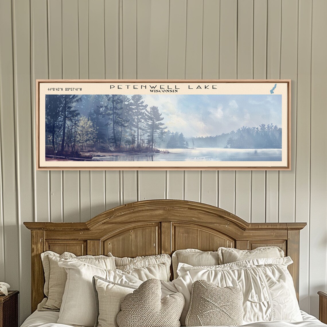 Petenwell Lake Wisconsin Tall Pines Misty Still Water Travel Poster - Image 2