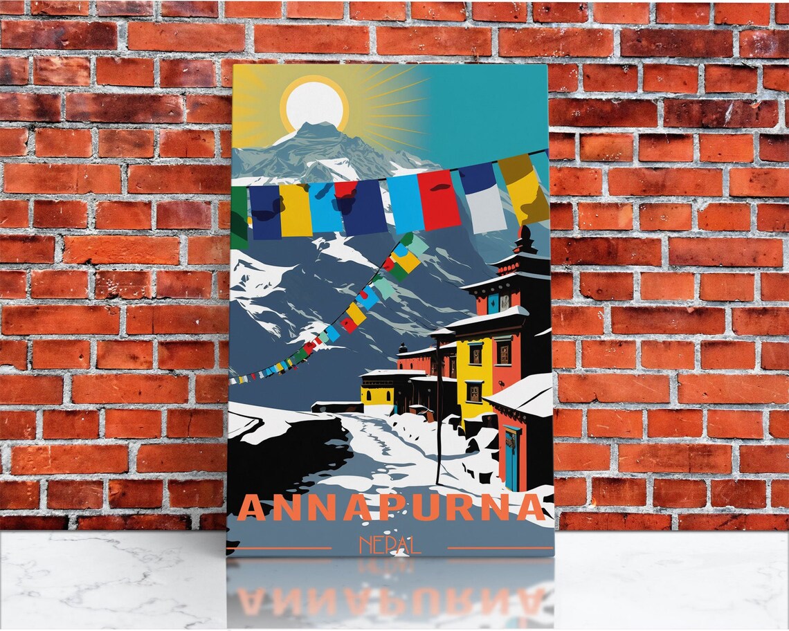 Nepal Poster Annapurna Wall Art Asian Art Print Travel Wall Print Travel Poster Travel Artwork Travel Wall Art Wall Print - Image 3