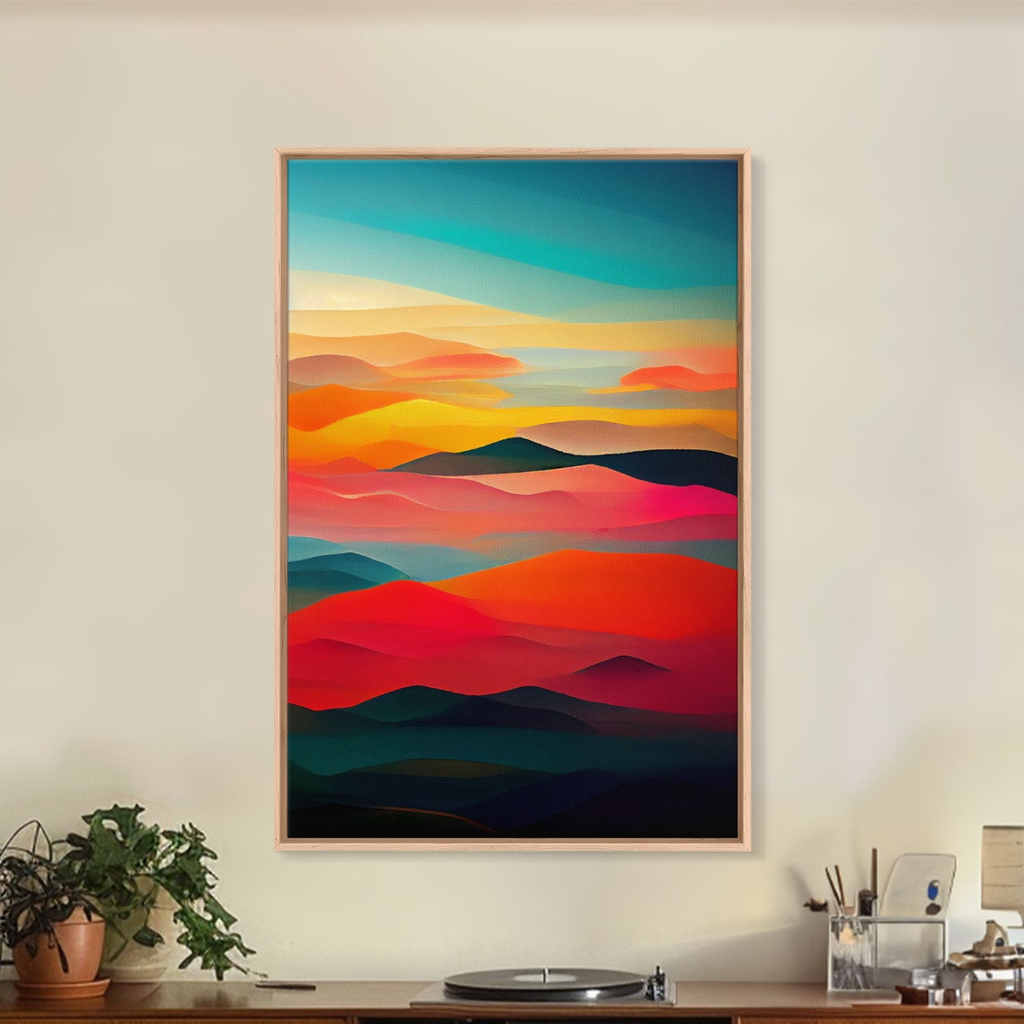 Art Deco Print Midcentury Modern Sunset And Clouds Unique Wall Art - Image 5