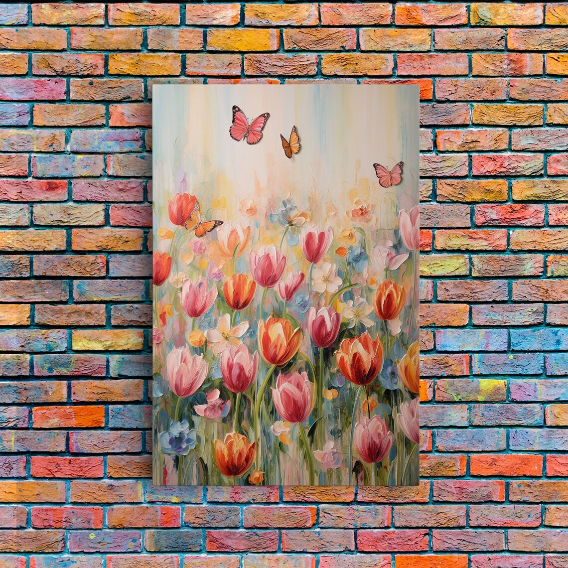 Tulip Field Butterfly Art Print, Colorful Flowers - Image 5