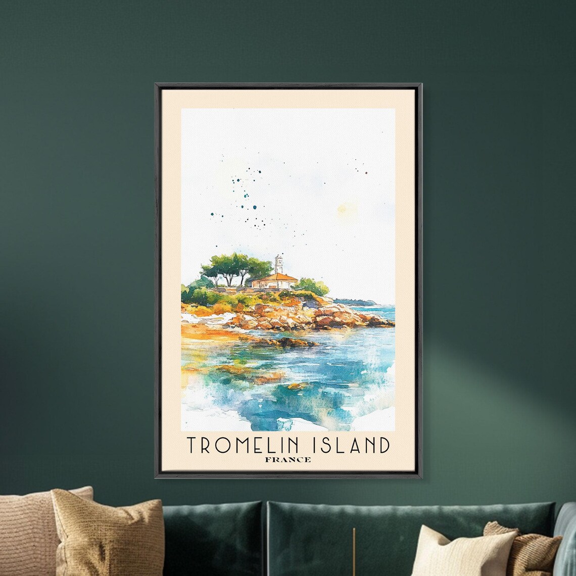 Tromelin Island France Lighthouse Rocky Islet Watercolor Sea Poster - Image 5