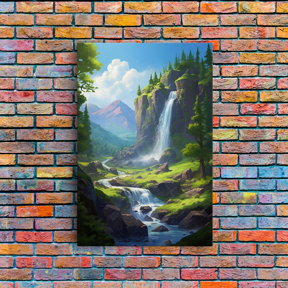 Waterfalls Landscape Art Print, Vertical Wall Art - Image 5