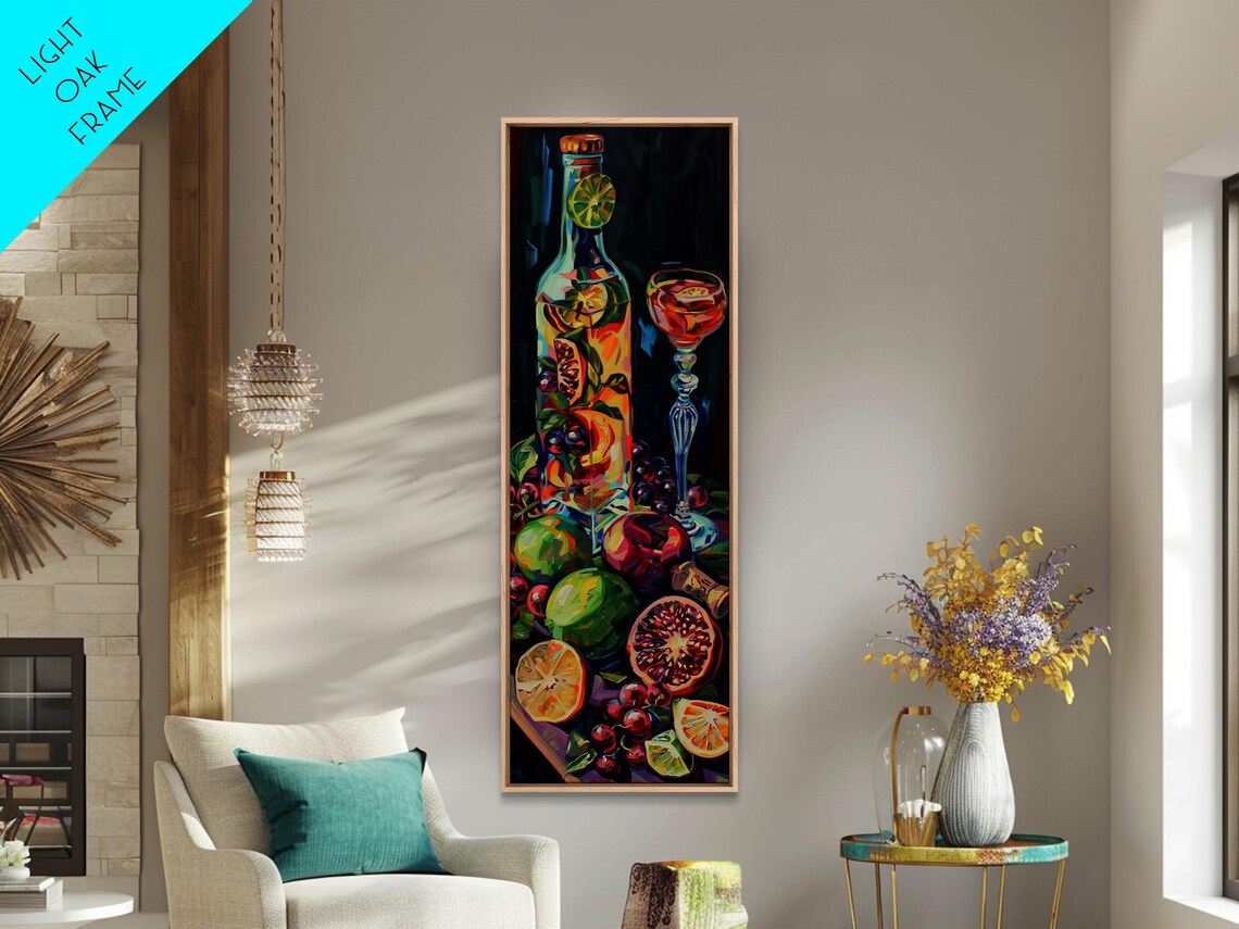 Colorful Cocktail Still Life With Wine Bottle And Fresh Fruit Bar Poster - Image 5