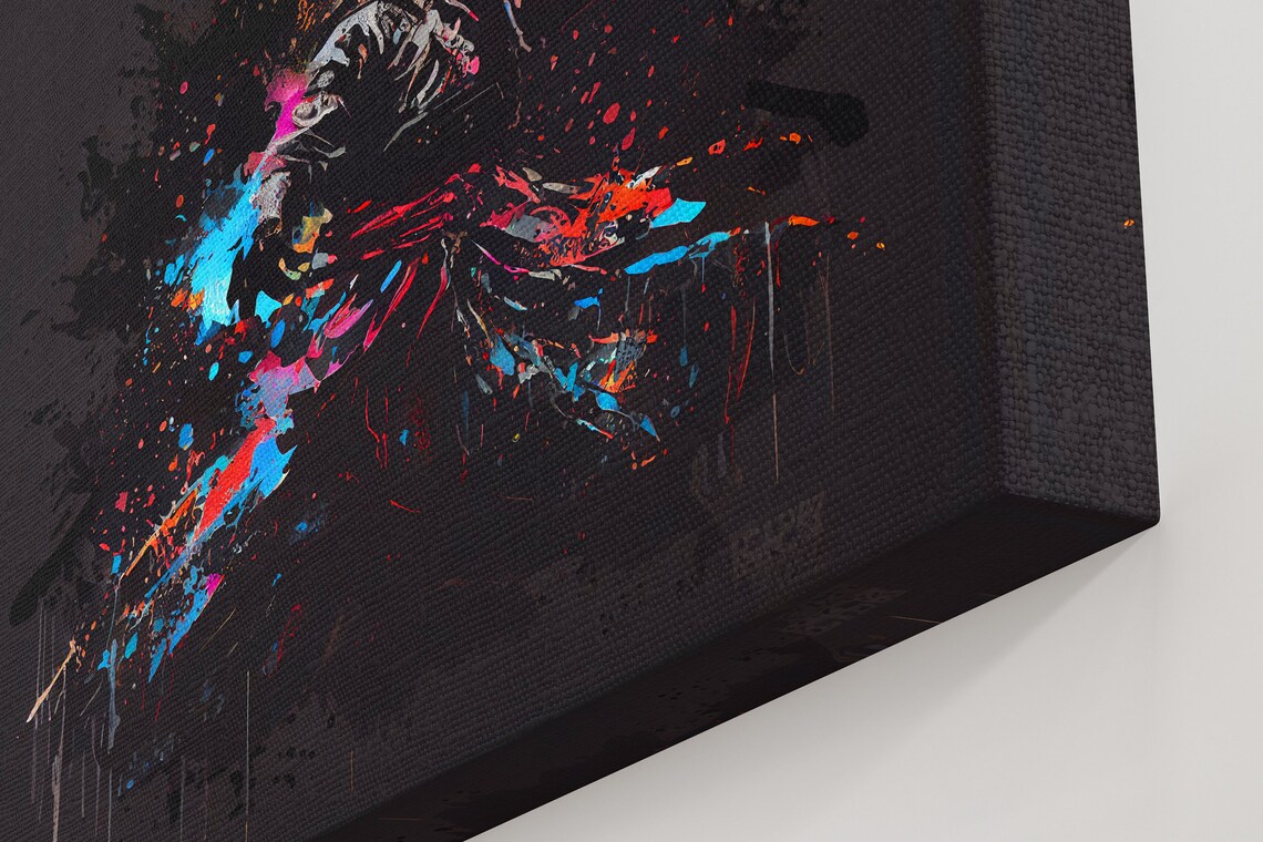 Neon Graffiti Samurai Splatter Art Print - Image 2