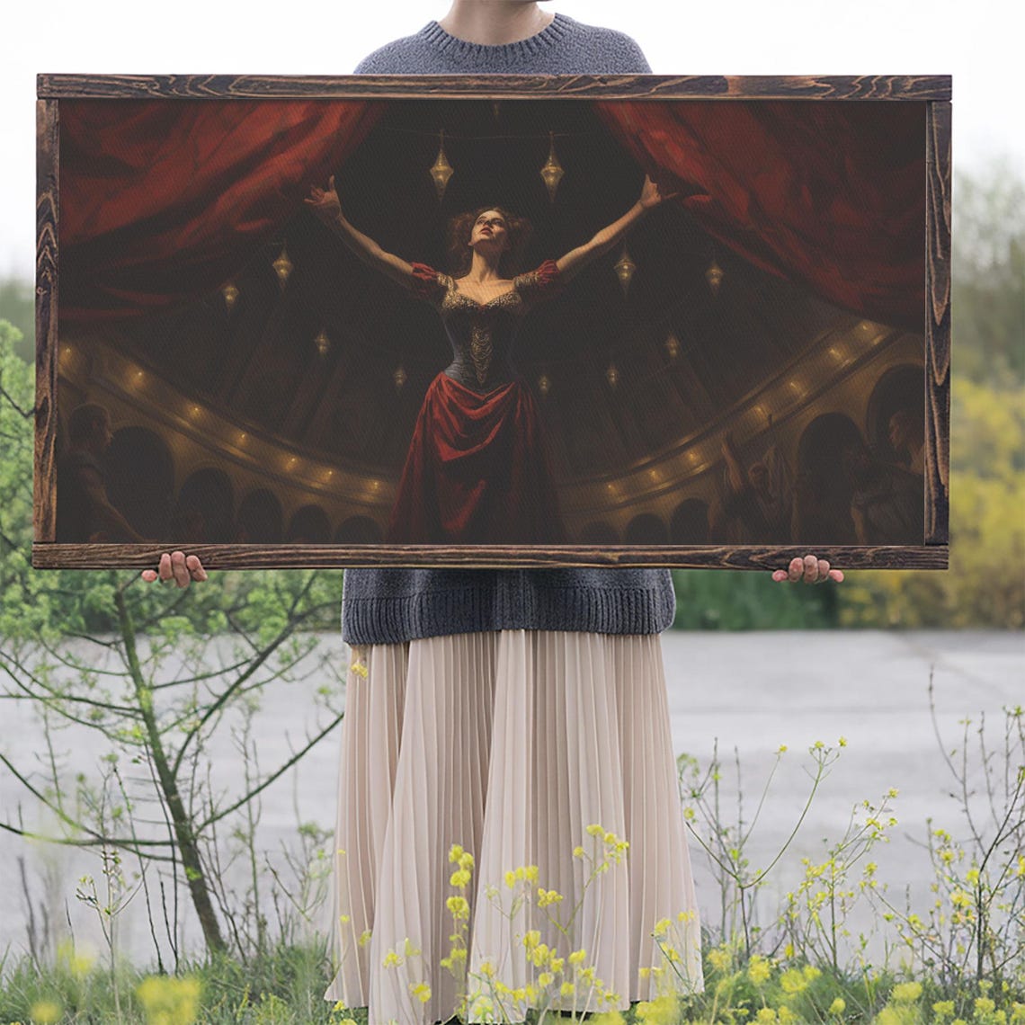 Theater Performer Red Dress Dark Stage Circus Spotlight Art Poster - Image 2
