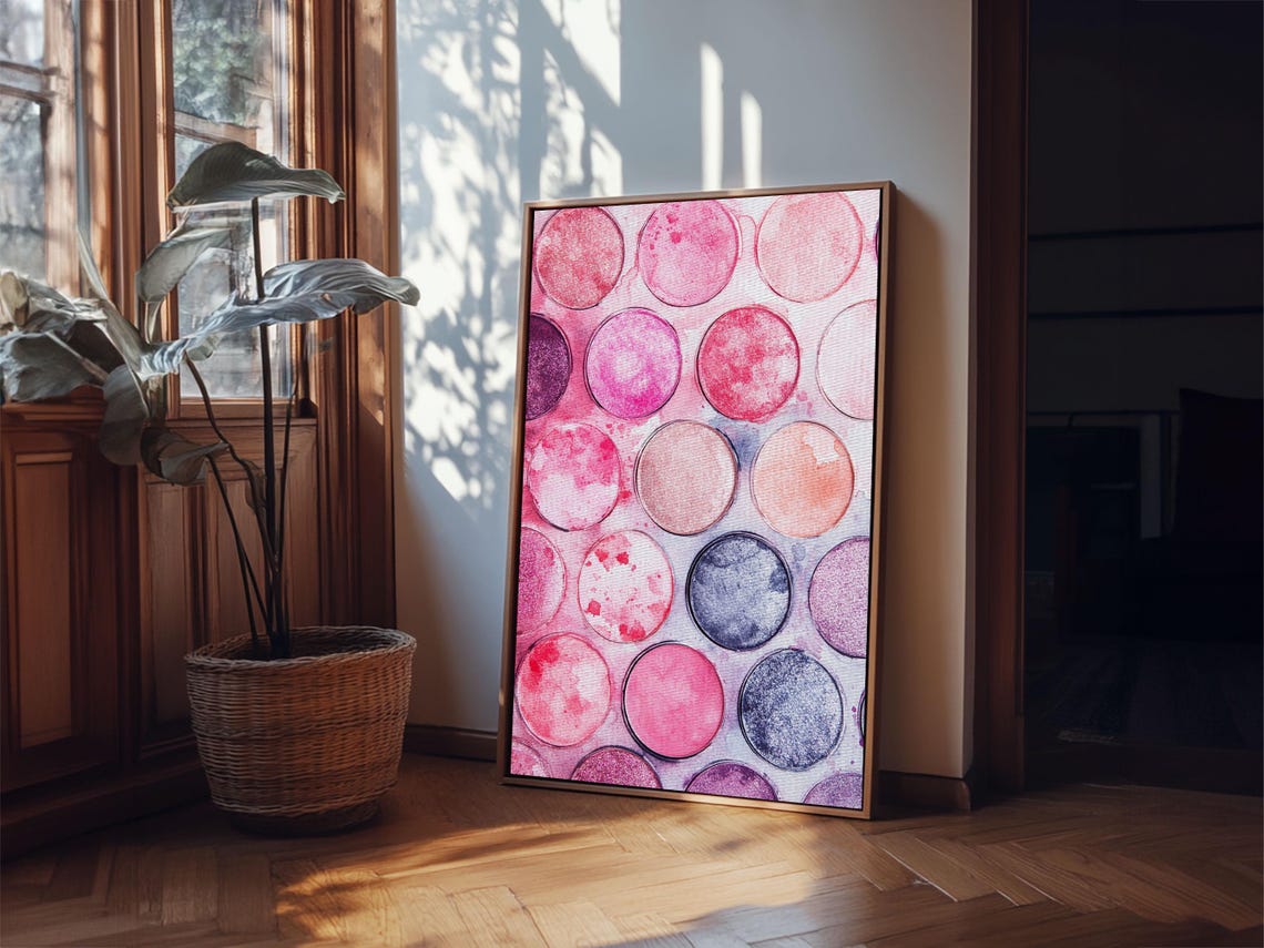 Pink Eyeshadow Makeup Palette Watercolor Art Print Vanity Decor Poster - Image 6