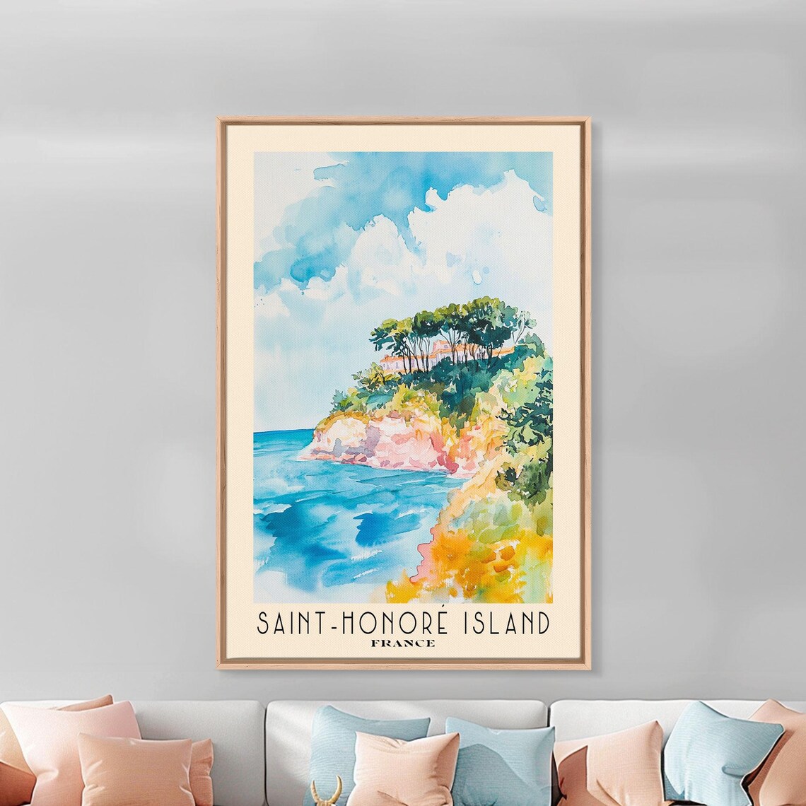Saint-Honore Island France Colorful Cove Pines Mediterranean Sea Poster - Image 2