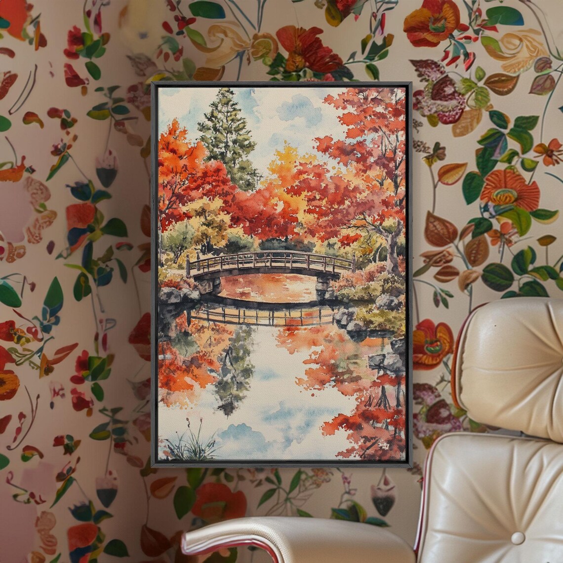 The Fall Bridge Framed Print Autumn Decor Holiday Seasonal Wall Art Gift For Her Moody Landscape - Image 4