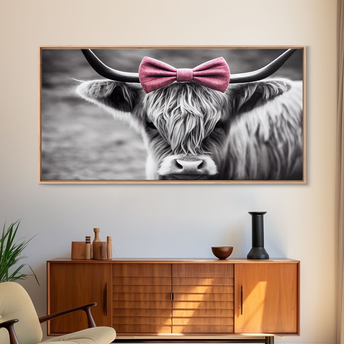 Highland Cattle Black & White Art Print, Rustic Cow - Image 6
