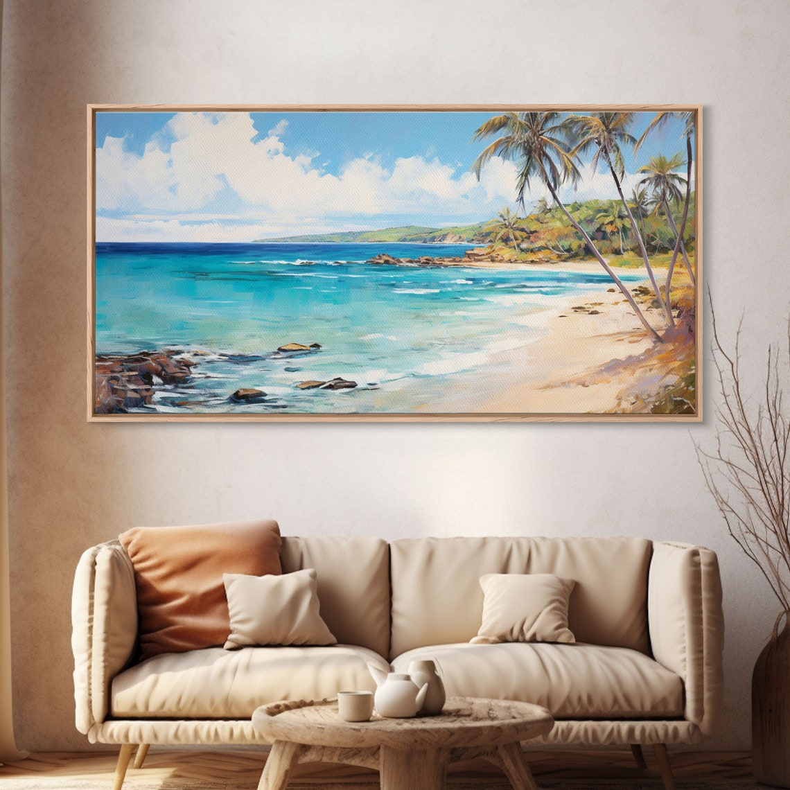 Palm Tree Beach Print Beach Art Framed Art Original Beach Painting Palm Tree Poster Landscape Painting Tropical Decor - Image 4