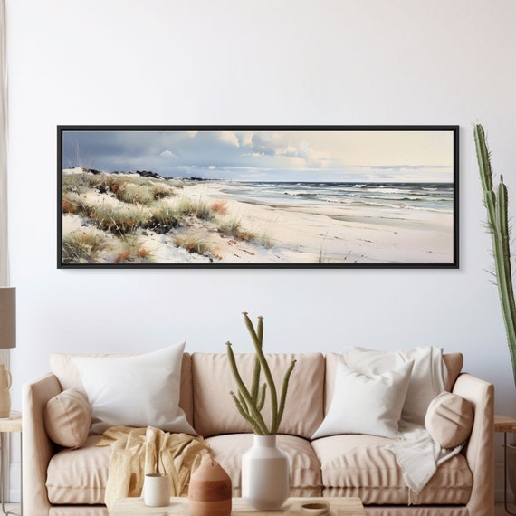Panoramic Ocean Beach Art Print, Coastal Nautical