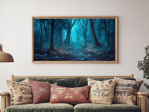 Dark Fantasy Forest Landscape Painting Print Extra Large Living Room Wall Art Horizontal Wall Art Living Room Wall Art