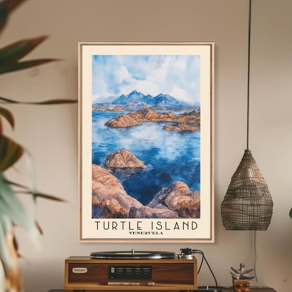 Turtle Island Venezuela Watercolor Beach Print Vacation Gift Venezuela Wall Art Beach Painting Beach Decor Beach Painting