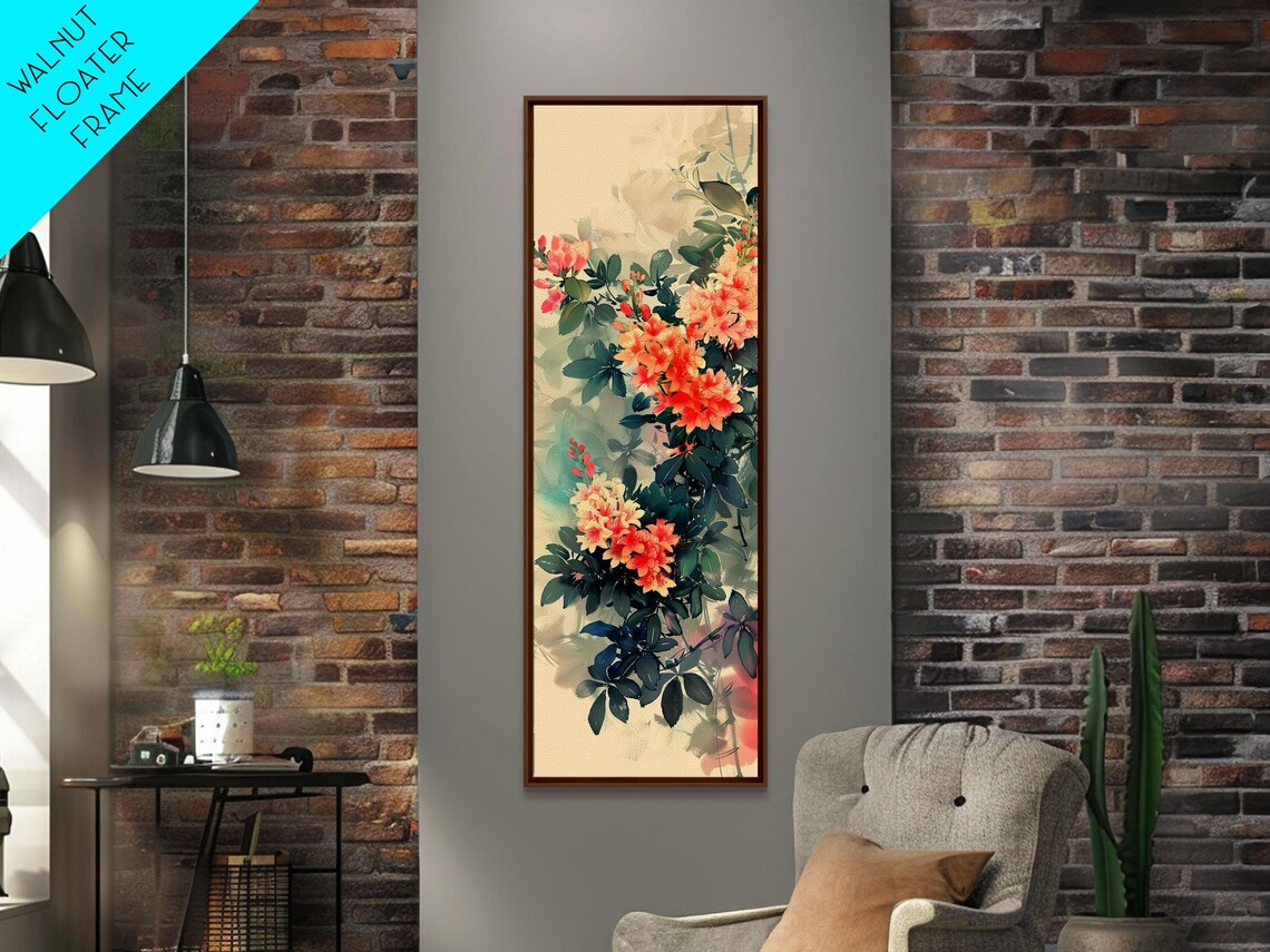 Vibrant Azalea Blossoms Orange Coral Floral Elegant Tall Art Print - Image 6