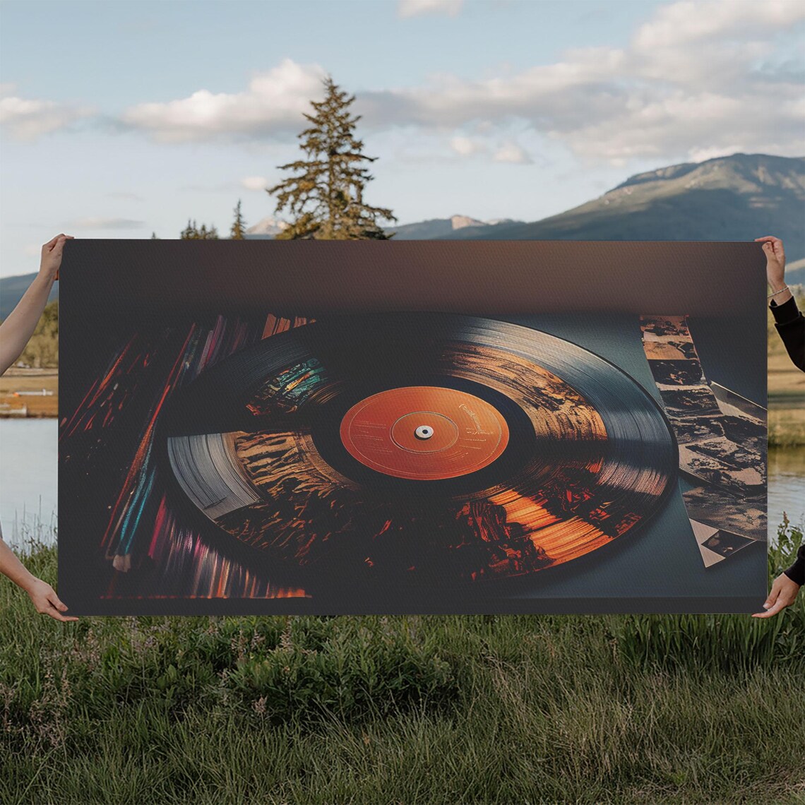 Vinyl Record Wall Art, Abstract Mountains
