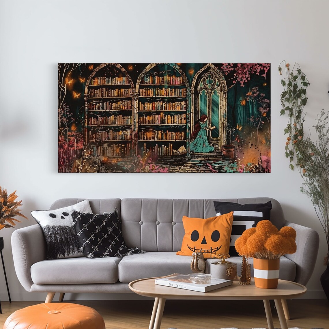 Witch Library Gothic Arches Butterfly Garden Girl Door Dark Academia Print - Image 5