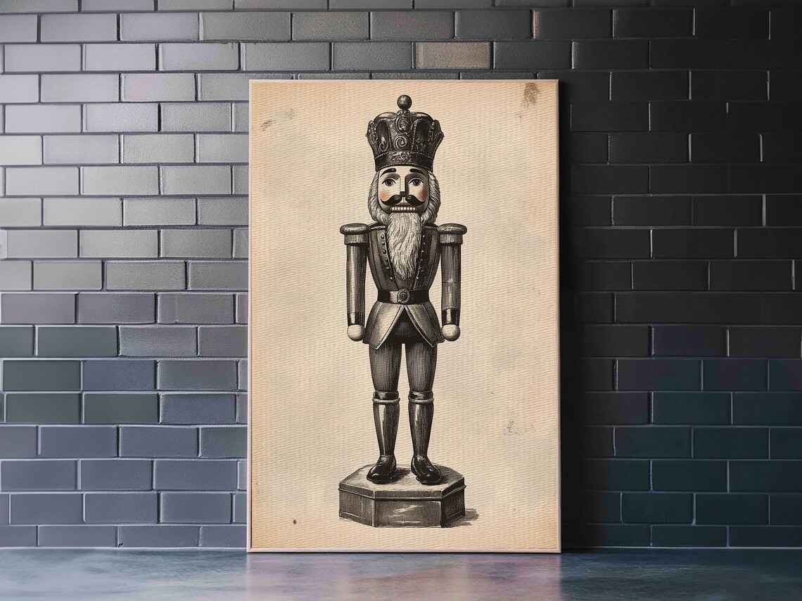 Retro Nutcracker, Minimalist Christmas Art - Image 4