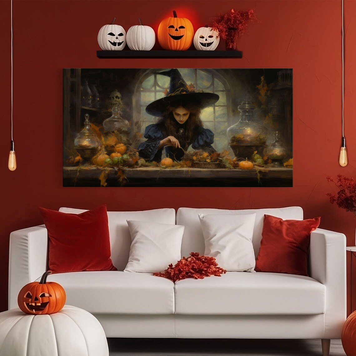 The Witch and Her Potions, Halloween Poster Print