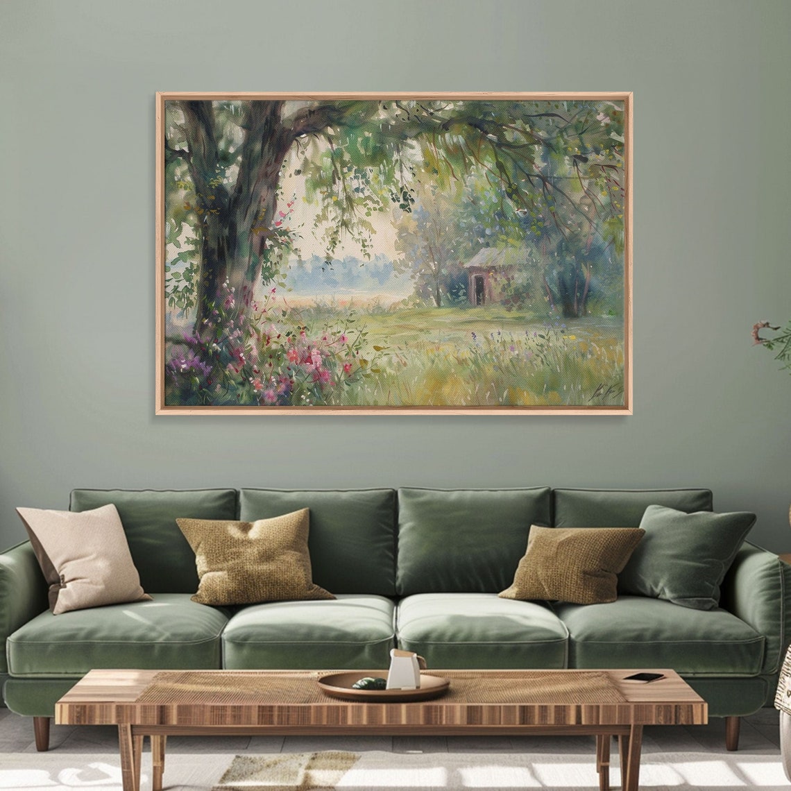 Painting Of An Old Farmhouse In The Spring Framed Print Watercolor Painting Original Art Living Room Art Wall Art