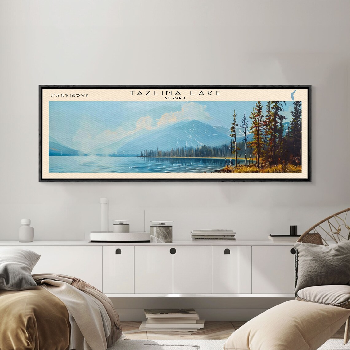 Tazlina Lake Alaska Snow Capped Peaks Bright Blue Lake Travel Poster - Image 3