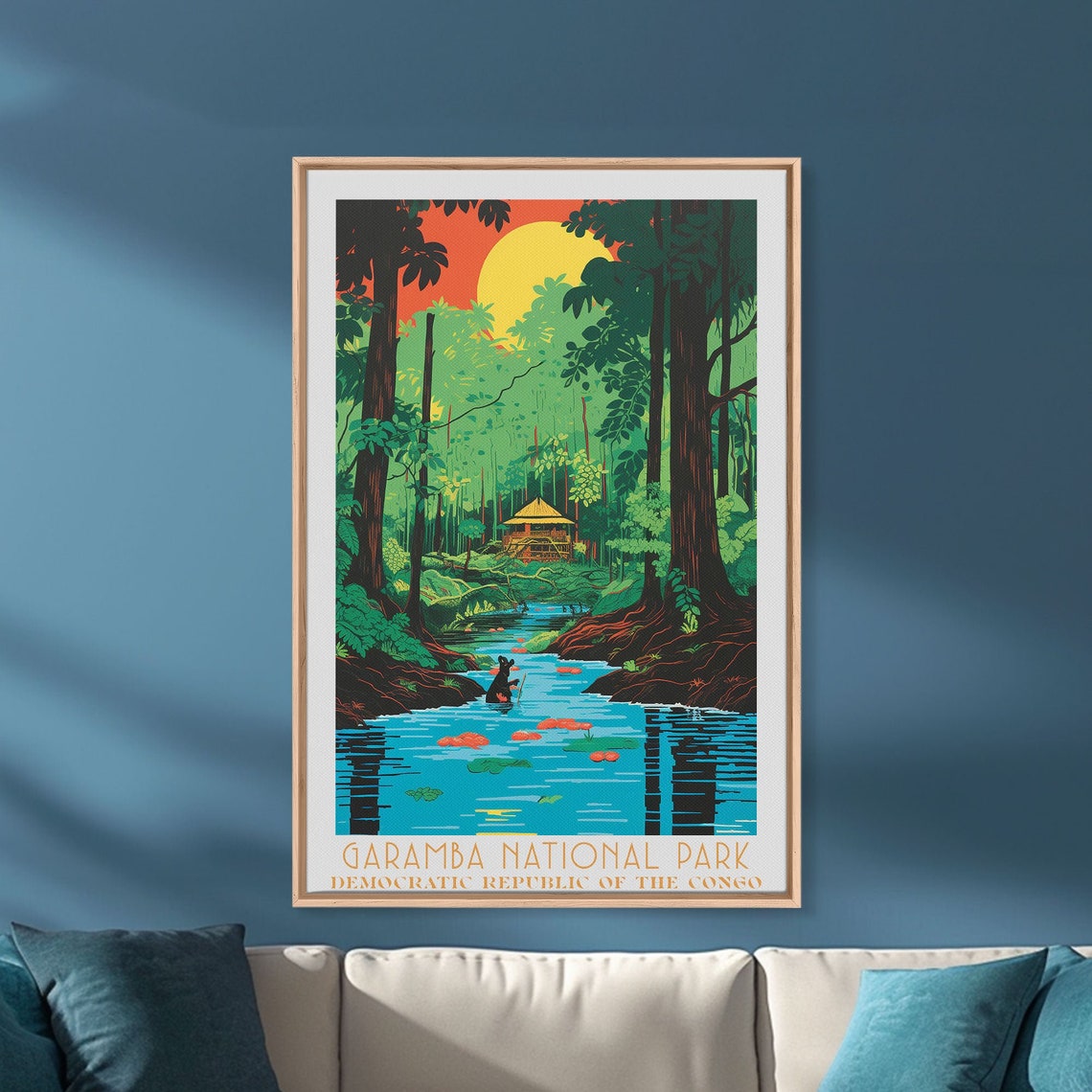 Garamba National Park Congo Jungle River Sunset Safari Wall Art Poster - Image 3