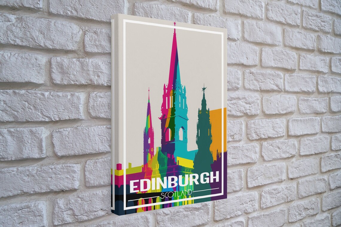 Edinburgh Scotland Colorful Cathedral Spires Pop Art Travel Poster - Image 4