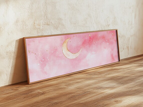 Crescent Moon Light Pink Minimalist Boho Art Print