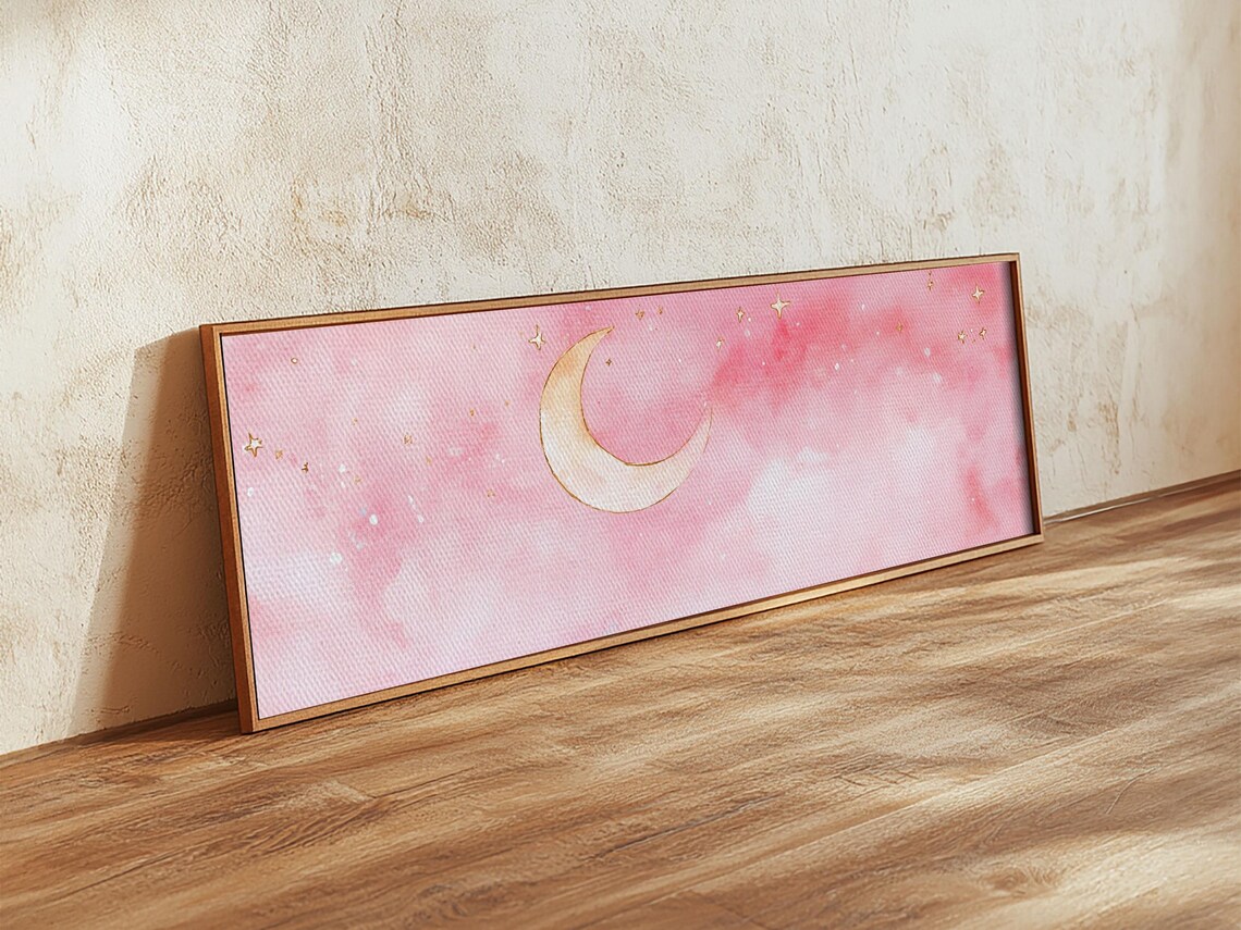 Crescent Moon Light Pink Minimalist Boho Art Print