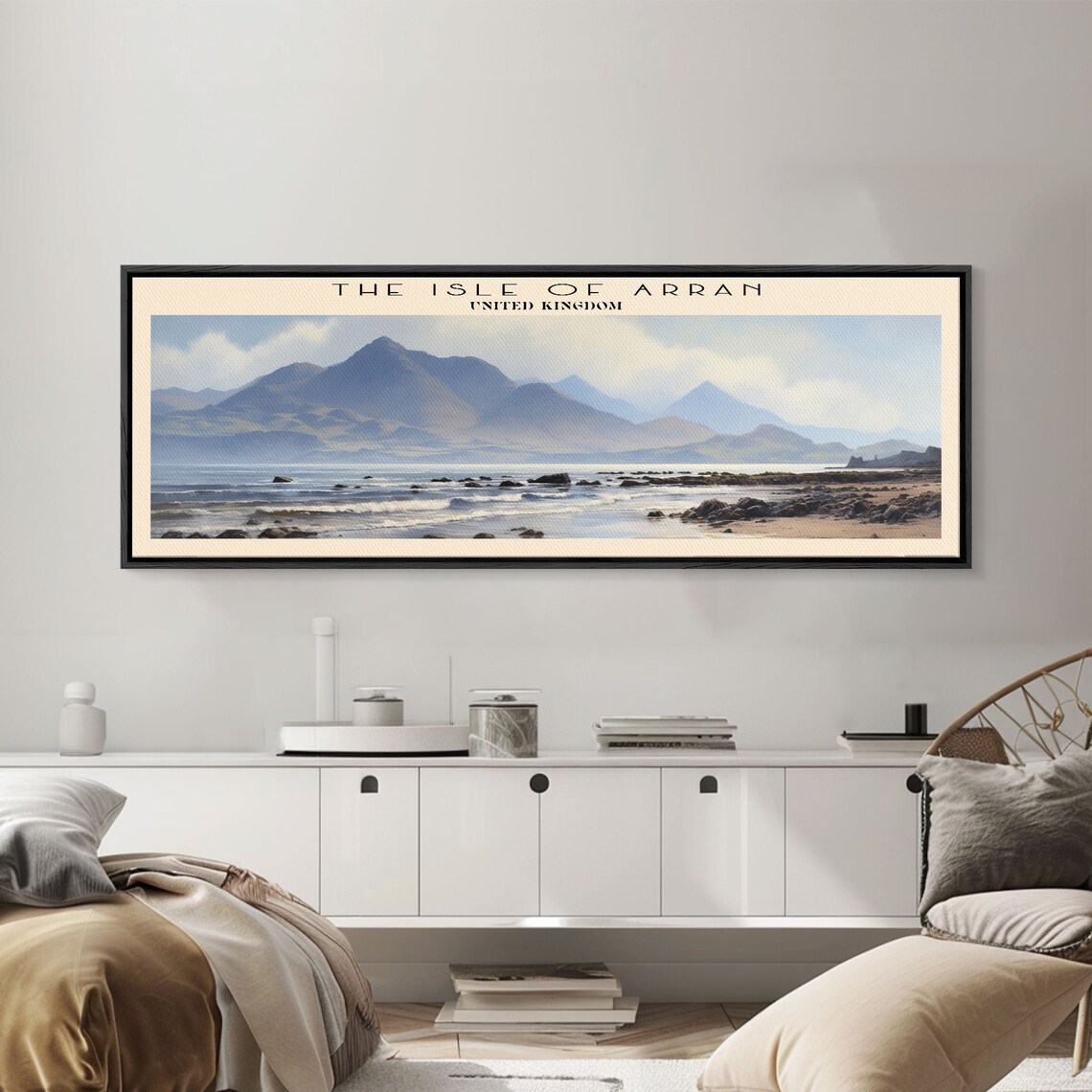 Isle of Arran Scotland Rocky Shore Blue Mountain Coast Travel Poster