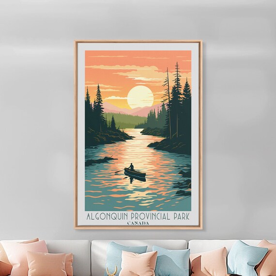 Algonquin Provincial Park Travel Print Wall Art Original Travel Poster Retro Style Home Decor Wall Hanging Travel Gift Idea