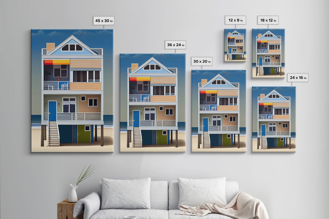 Colorful Beach House on Stilts Whimsical Coastal Retro Seaside Poster - Image 5