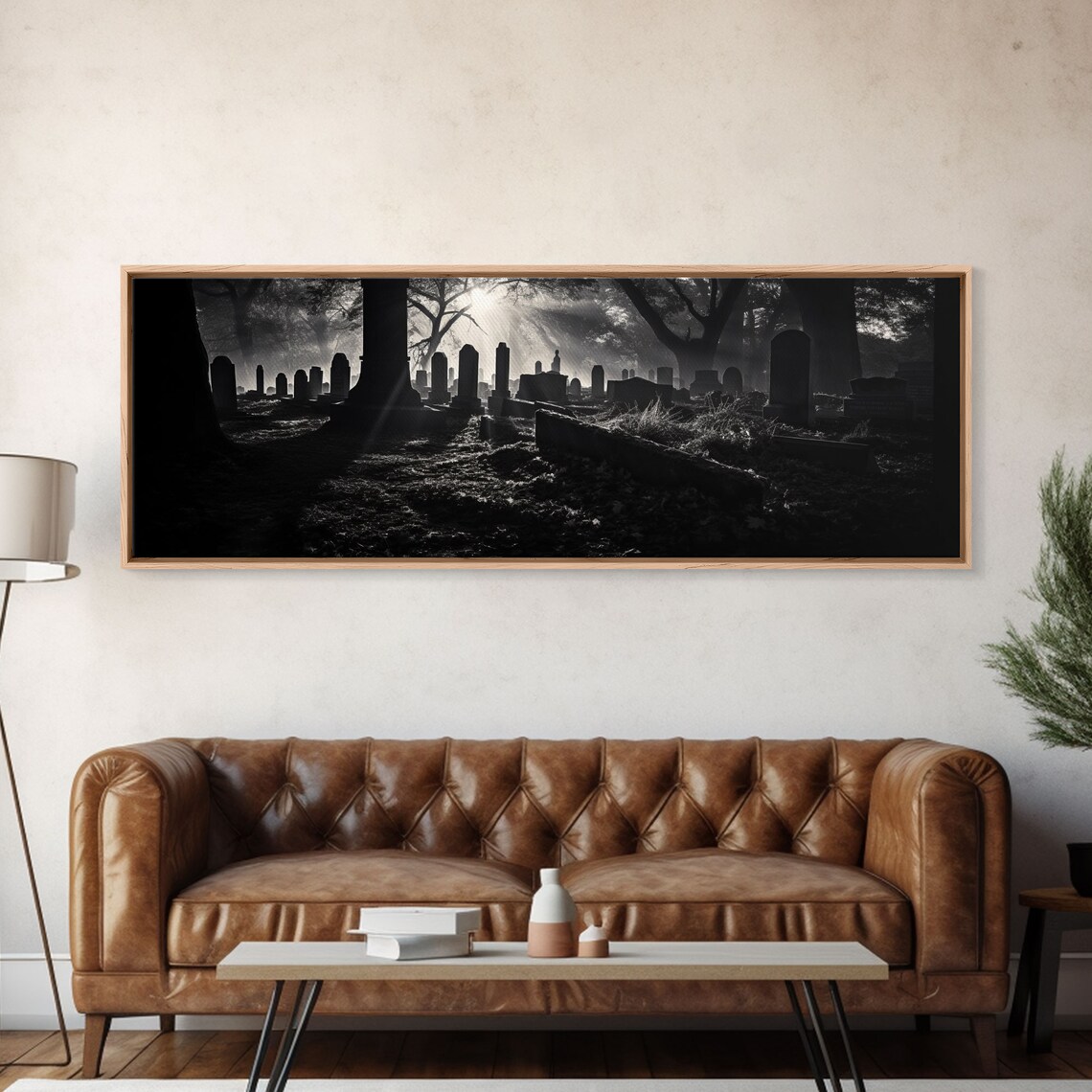 Creepy Cemetery, Black and White Halloween Art Print - Image 6