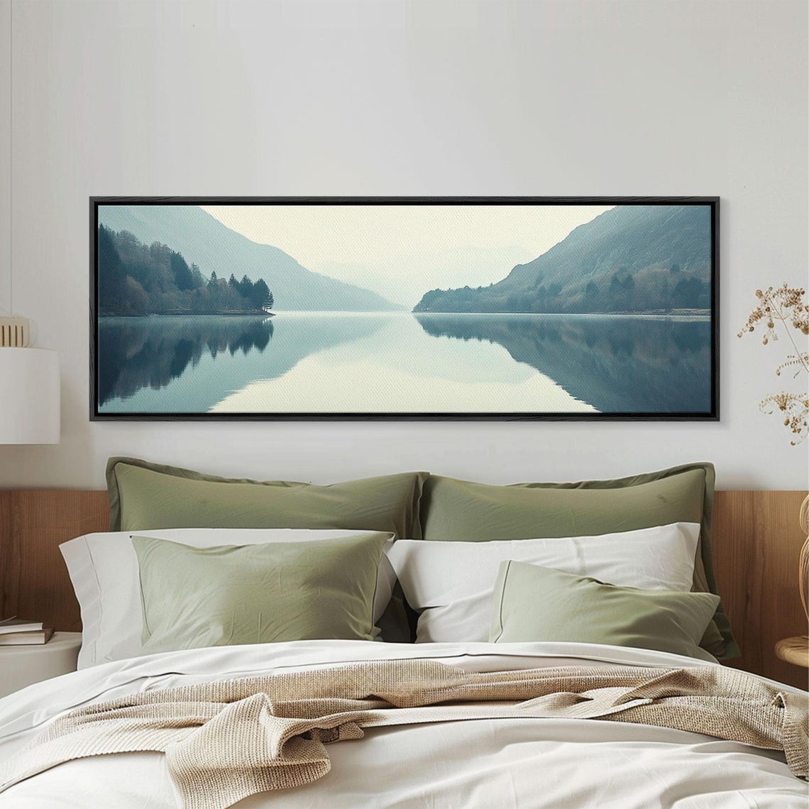 Overcast Misty Mountain Lake Mirror Reflection Calm Landscape Poster - Image 6