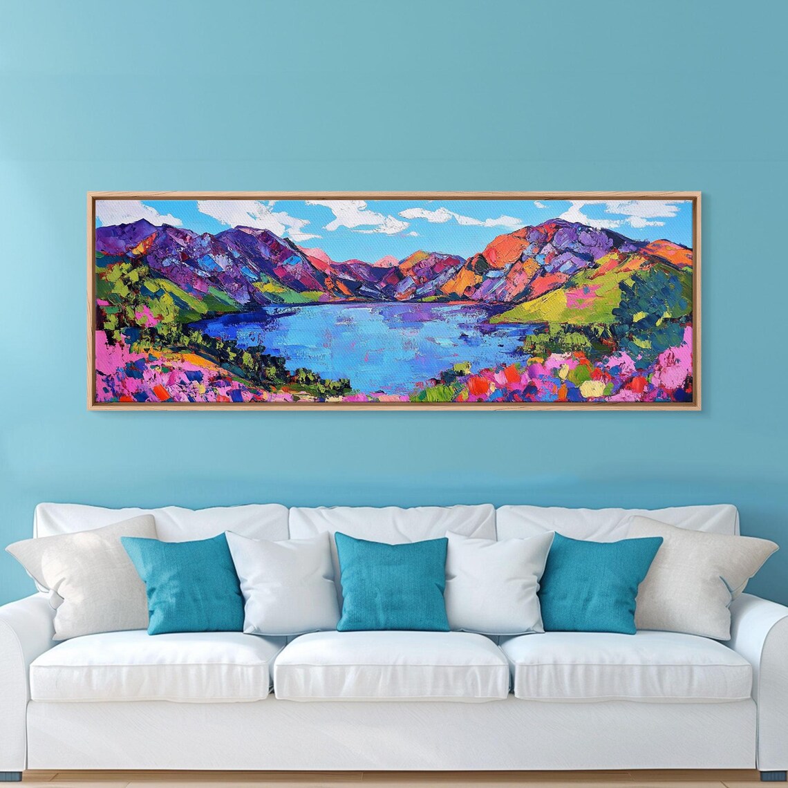 Colorful Pop Art Mountain Lake Wildflowers Vibrant Landscape Poster - Image 5